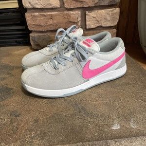 Nike Lunar Bruin Women's Suede Spikeless Golf Shoes Size 8.5 Gray Pink